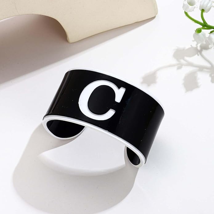 LILIE&WHITE Acrylic Monogram Resin Bracelet for Women Trendy Acrylic Statement Bracelets Jewelry Gift