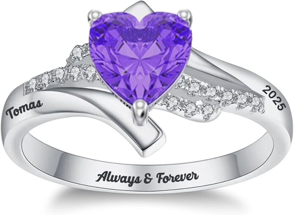 Custom Class Ring 925 Sterling Silver Birthstone Customized Personalized High School College University Women's Class Ring Graduation Gifts