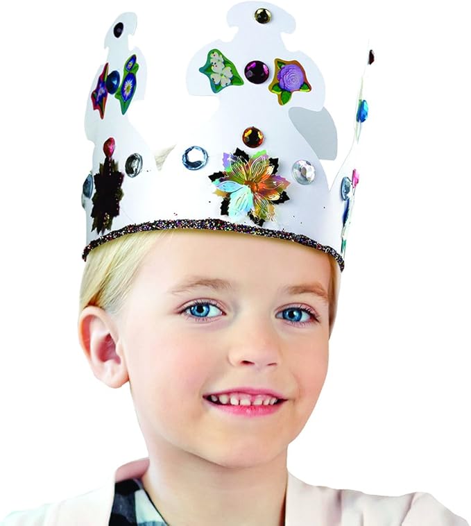 Hygloss White Paper Crowns 12 Pack - Paper Crowns for Kids to Decorate - Craft Activity - Blank Crown for Adults - Perfect for Parties, Celebrations - DIY Crown Crafts