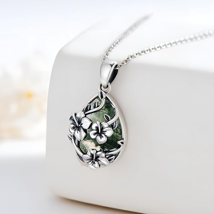 JUSTKIDSTOY Moonstone Necklace 925 Sterling Silver Teardrop Pendant Necklace Jewelry Gifts for Women Girls