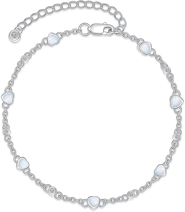 Anklet Bracelet for Women 925 Sterling Silver Natural Stone Chain Ankle Bracelet Beach Summer Fine Jewelry Valentines Day Birthday Gifts for Her Mom Wife