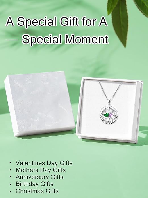 Compass Necklace for Women, Exquisite S925 Valentines Day Anniversary Birthday Gifts for Wife Her Double Birthstone Pendant Jewelry ‘I'd be Lost Without You’