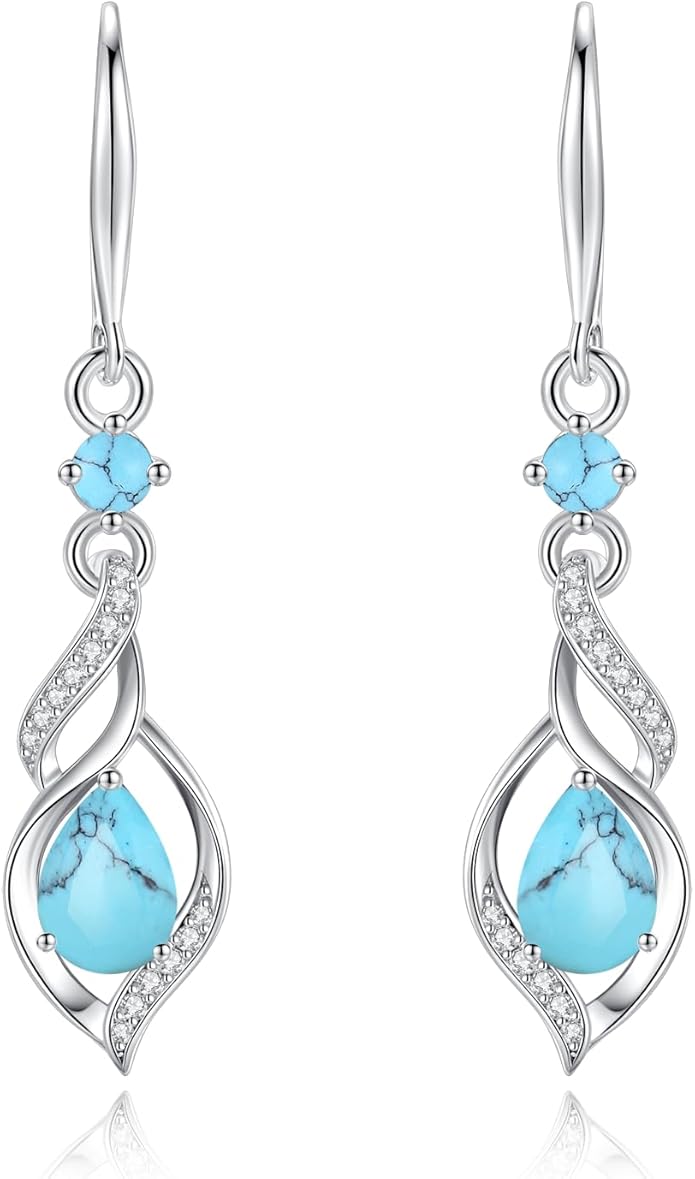 FANCIME Gift for Women Birthstone Dangle Earrings for Her Teardrop Birthstone Earrings S925 Sterling Silver infinity Love Birthday Gifts for Mom Women