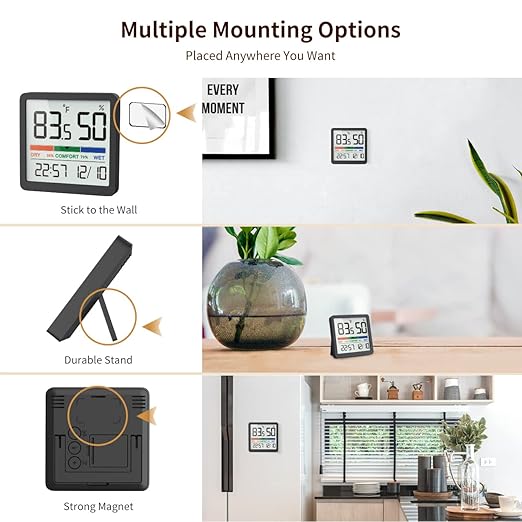 VOCOO Humidity Gauge Indoor Thermometer - Digital Indoor Humidity Sensor Room Thermometer with Temperature Humidity Monitor, Accurate Hygrometer Temp Meter for Home Greenhouse Wine Cellar