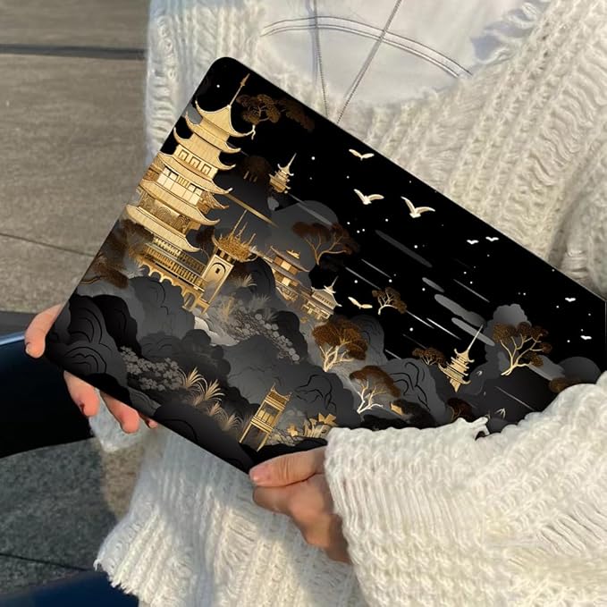 for MacBook Air 13 inch Case 2021 2020 2019 2018 Release A2337 M1 A2179 A1932 Retina Display Touch ID, Crystal Black Pattern Plastic Hard Shell Case for Mac Air 13 M1, Tide Illustration 1
