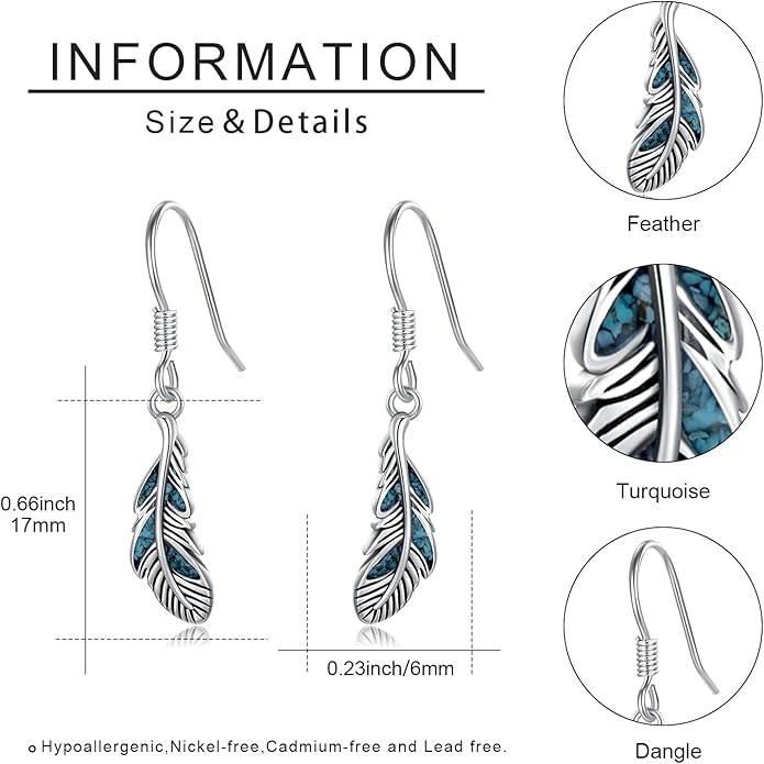 Western Earrings for Women 925 Sterling Silver Turquoise Western Country Dangle Drop Earrings Country Jewelry Gifts for Cowgirl Cowboy