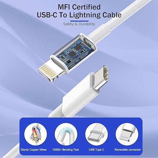 【Apple MFi Certified】Fast Charger iPhone,Fast i Phone Charging Cord 3Pack iPhone Charger Fast Charging Plug Block 6FT USB C to Lightning Cable for iPhone 14/14 Pro Max/Plus/13 Mini/12/11/XR/XS,AirPods