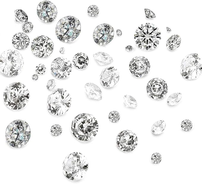 Fashewelry 50Pcs Tiny Cubic Zirconia Faceted Rhinestone Cabochons 1mm 2mm 3mm 4mm 5mm Clear Pointed Back Crystal Diamante Gems for Nail Art Craft Replacing Jewelry