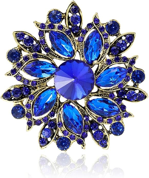 Rhinestone Flower Brooch for Women Vintage Crystal Flower Brooch Pin Elegant Clothing Hat Bag Accessories Christmas Birthday Party Wedding Costume Jewelry