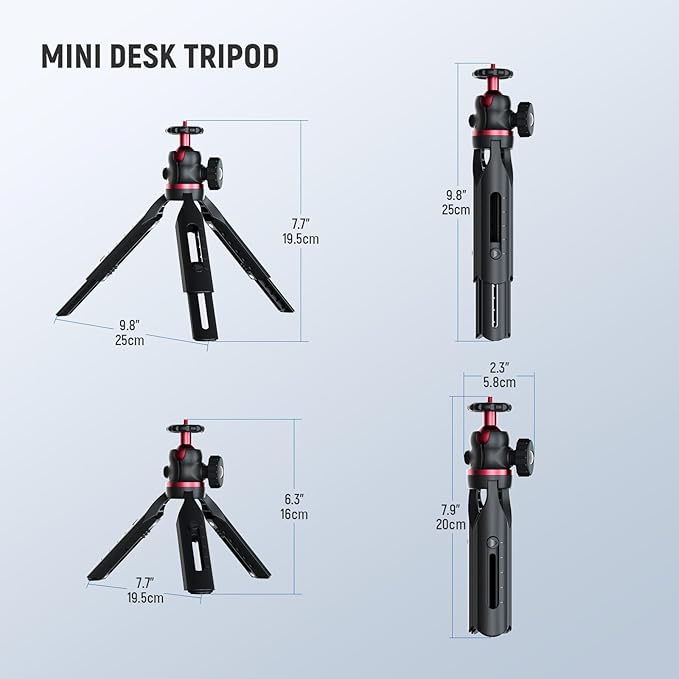 NEEWER Entry Level Version Mini Tripod for Camera, 360° Small Desk Portable DSLR Webcam Cell Phone Mount Holder Stand Selfie Stick Grip Compatible with iPhone Samsung Android Video Recording, GM-2G