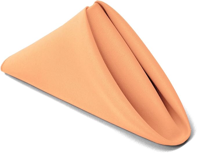 TableLinensforLess 17x17 Inch Polyester Cloth Napkins, Set of 6 (Peach)