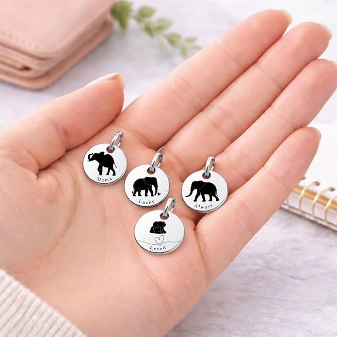 SM Design Mama Animal Charm Set – Set of 4 Stainless Steel Charms – Motherhood & Family Keepsake Jewelry Charmss