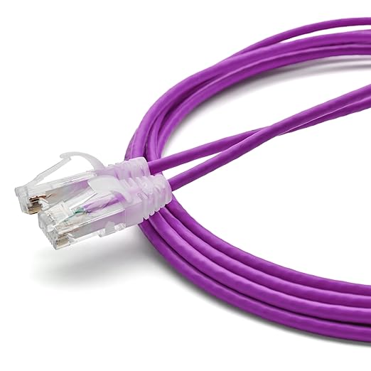 TRUECABLE Cat6 Component Rated Patch Cable, Unshielded (U/UTP), 10ft, Purple, 28AWG Solid Copper, Snagless 10G High-Speed Ethernet Cable, PoE++ 4PPoE 100W, UL Listed, RoHS-3, 1 Pack