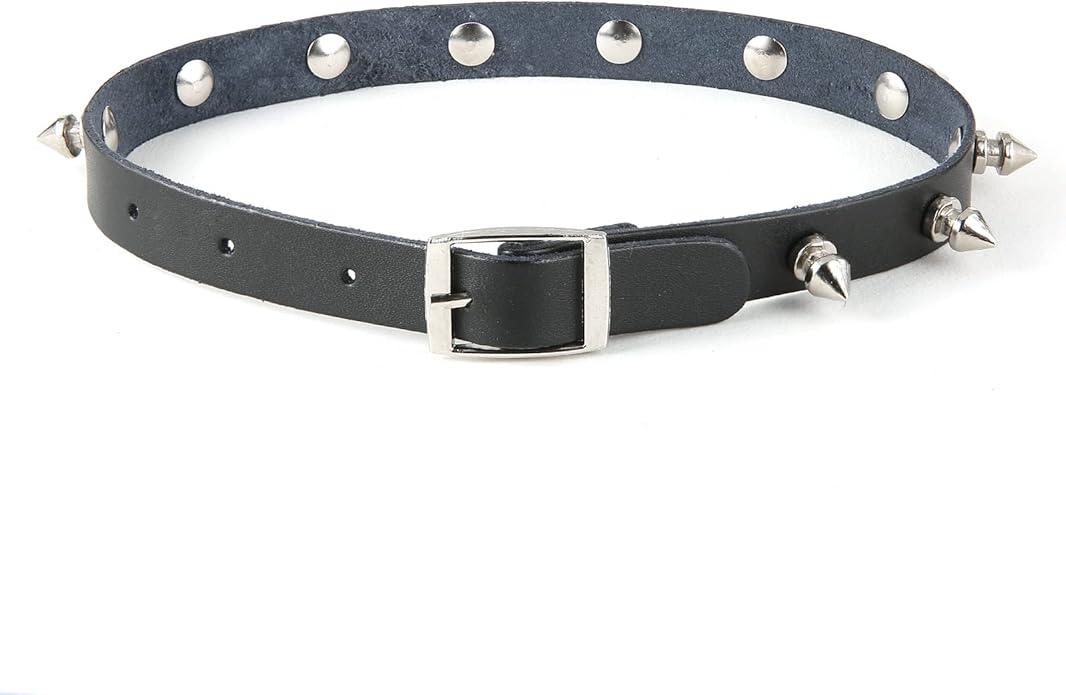 HZMAN Fashion Women Men Cool Punk Goth Metal Spike Studded Link Leather Collar Choker Necklace