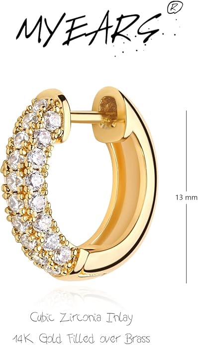 MYEARS Women Earrings Gold Huggie Hoop Ear Stud Cuff 14K Small Simple Hypoallergenic Everyday Jewelry
