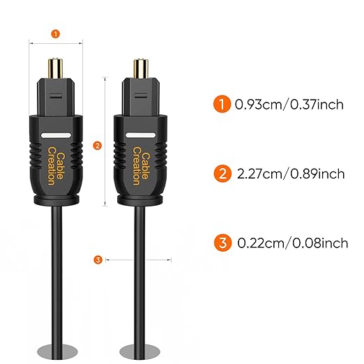 CableCreation Optical Digital Audio Cable 3.3FT, Thin Fiber Optic Toslink Gold Plated S/PDIF Cord for Home Theater, Sound Bar, TV, PS4, VD/CD Player, Game Console& More, Black