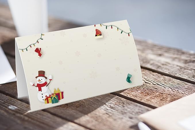 FZ-a87 Christmas Food Tent Labels (25 pack) - Table Place Cards, Banquet & Buffet Food Labels, Perfect for Christmas Parties