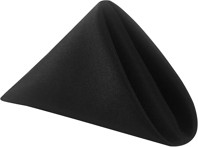 25pcs Polyester Cloth Napkins - 17 x 17 inch Black Dinner Washable Napkins with Hemmed Edges for Restaurant/Wed(25,Black)