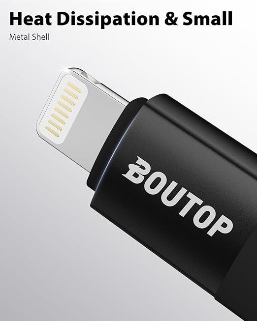 [MFi Certified] 36W USB C to Lightning Cable Adapter, Support Data Sync/PD Fast Charging Compatible with iPhone iPad AirPods, with Anti-Lost Holder - Black 2 Pack