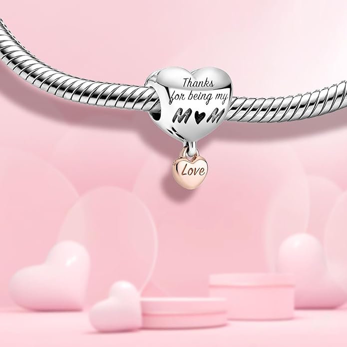 Family Mom Heart Charms 925 Sterling Silver Bead for Bracelets and Necklaces For Women Jewelry Present