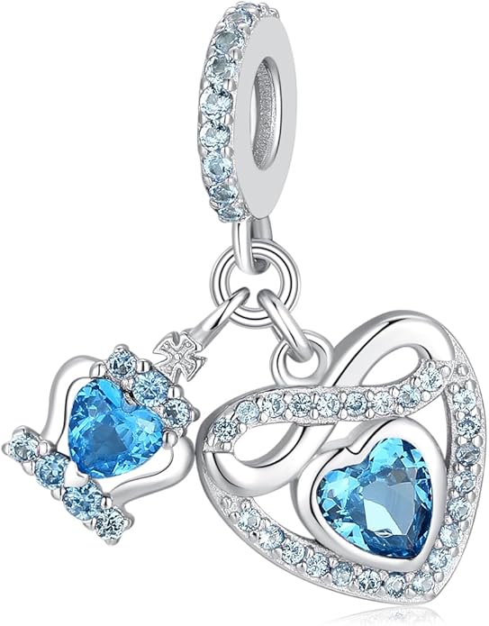 Birthstone Charms for Pandora Charms Bracelets - 925 Sterling Silver Infinity Heart Dangle Charm fit Bracelet and Necklace Birthday Jewelry Gifts For Women