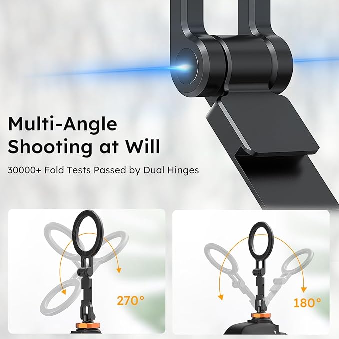 VRIG MG-28 Magnetic Phone Tripod Mount,1/4" Thread Cold Shoe 360° Rotation,for iPhone16 15 14 13 12 Pro All Series,Magnetic Ring Magsafe iPhone Tripod Mount Adapter