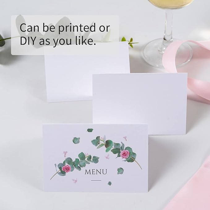 Place Cards for Table Setting - 50 Pcs White Blank Tent Place Cards for Weddings, Name Tents Placecards 3.7" x 2.48"(folded)
