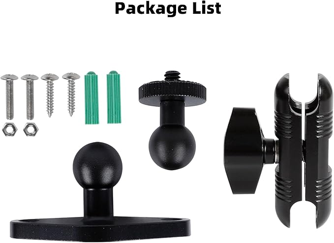 xik Metal 1/4"-20 Mount with Drill Plate Base for Monitors, Action Camera，CCTV Cameras, Camcorders, 360° Rotation Adjustable Camera Mount for Installation on Car Dashboard, Ceiling, and Walls