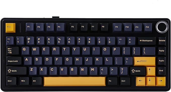 EPOMAKER x Aula F75 Gasket Mechanical Keyboard, 75% Wireless Hot Swappable Gaming Keyboard with Five-Layer Padding&Knob, Bluetooth/2.4GHz/USB-C, RGB (Black, Ice Vein Switch)
