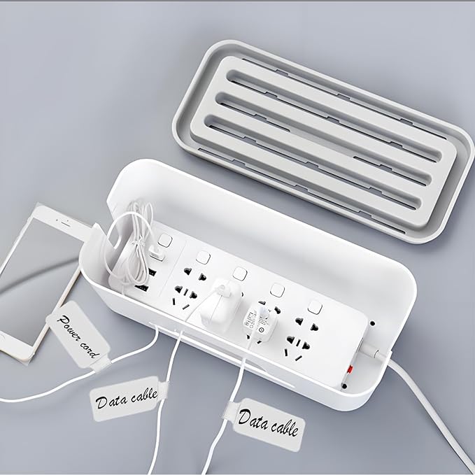 100 Pack Reusable Hook & Loop Cable Ties & Labels Kit - 50 Durable Cord/Wire Tags + 50 Self-Gripping Straps for Electronics Organizing, Home Office Cord Management (White & Black)