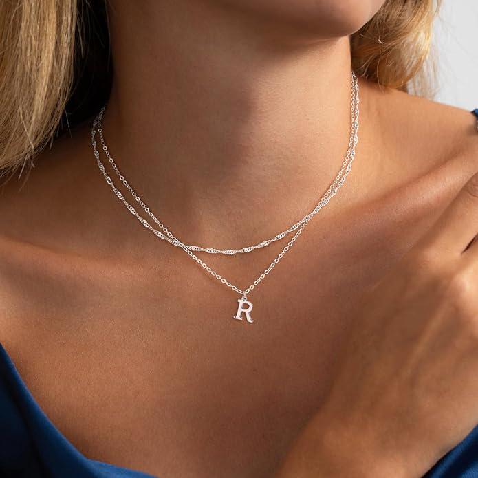 14K Gold Plated Initial Necklaces for Women Dainty Layered Letter Pendant Necklace Cute Choker Necklace Gift Trendy Stuff Personalized Jewelry Stack for Women Her