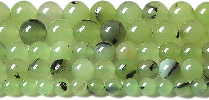 32pcs 12mm Natural Prehnite Jade Stone Round Loose Spacer Beads for DIY Jewelry Making Necklaces Bracelets Healing Energy Beads (12mm, Prehnite Jade)