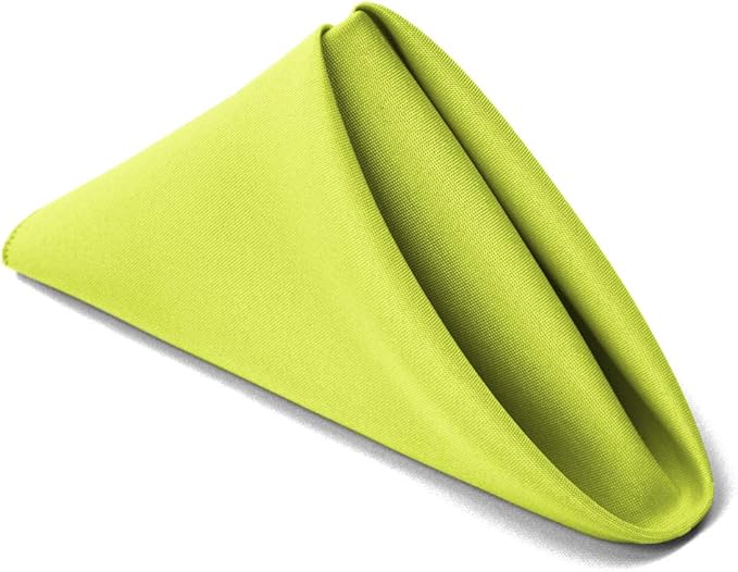 TableLinensforLess 17"x17" Polyester Cloth Napkins, Set of 12 (Green Apple) | Easy-Care, No-Iron Finish, Superior Color Retention, Machine Washable