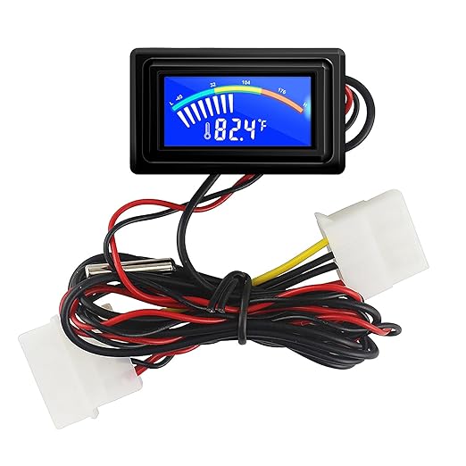 KETOTEK Digital Thermometer Temperature Meter Gauge Waterproof Sensor Probe Aquarium Car PC case Incubator Temp Meter 4 Pin Power Supply Celsius/Fahrenheit LCD Display