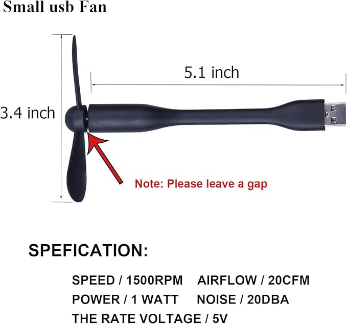Mini USB Fan, Portable Pocket Fan USB-A Powered Little Cooler, Quiet Operation, for Home Office Car Outdoor Travel- 4 Pack (Black)