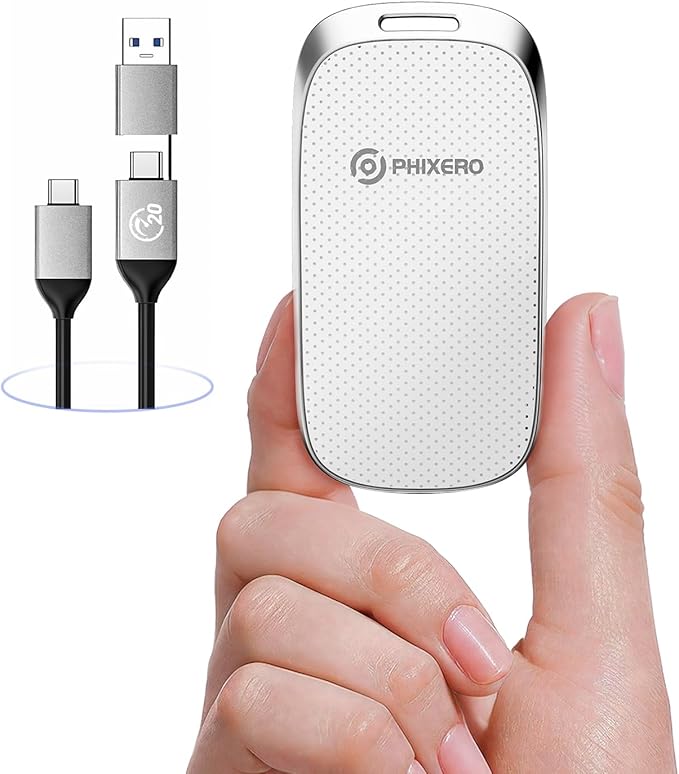 PHIXERO P20 External Portable SSD 1TB,up to 2050Mb/s,External Solid State Drives with 2 in 1 USB C Cable with LED Indicator,USB 3.2 Gen 2 Portable Hard Drive for iPhone 15/16 PRO, Mac, PC & Laptops