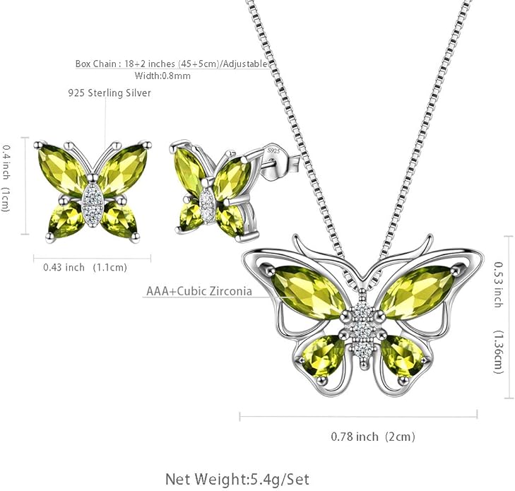 Aurora Tears Butterfly Jewelry,Women 925 Sterling Silver Butterflies Birthstone Pendant Necklace/Earrings/Rings Wedding Gift