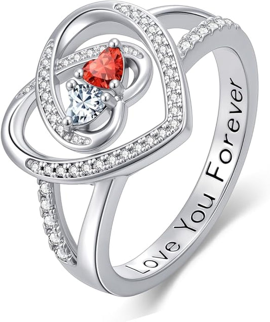Valentine's Day Gifts for Women Birthstone Rings for Women Heart Statemet Engagement Eternity Wedding Promise Rings Jewelry Anniversary Christmas Valentine Mothers Day Birthday Gifts for Wife Her Girlfriend