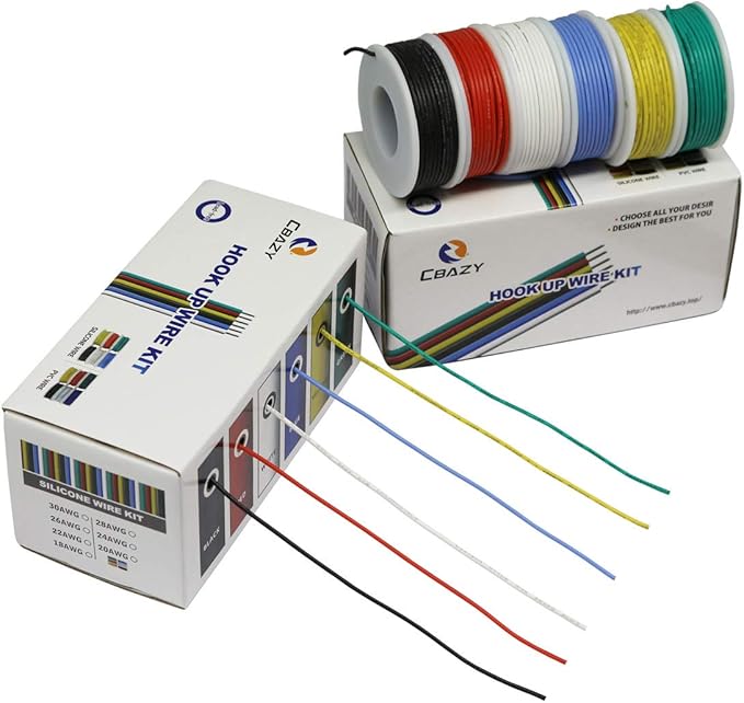 CBAZY™ Hook up Wire Kit (Stranded Wire Kit) 28 Gauge Flexible Silicone Rubber Electric Wire 6 Colors 32.8 feet Each 28 AWG