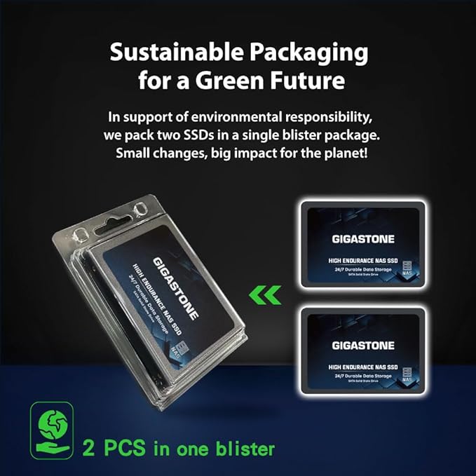 Gigastone 1TB NAS SSD Drive (12-Pack) 24/7 Durable TLC High Endurance RAID Data Storage Network Attached Storage 2.5" SATA Internal Solid State Hard Drives