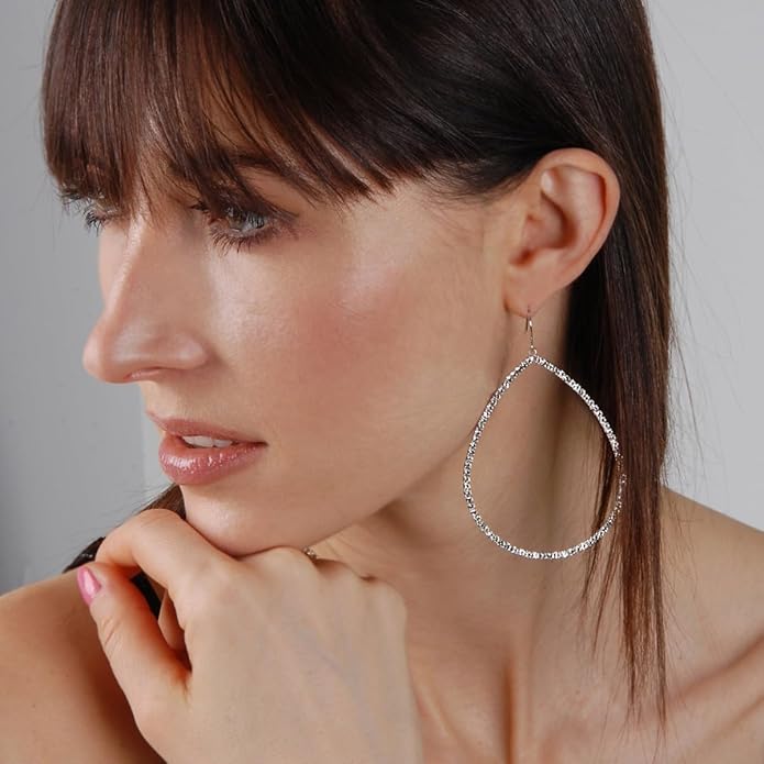 Simulated Diamond Teardrop Dangle Earrings For Women - Gold or Silver Tone with Cubic Zirconia - Hypoallergenic and Safe for Sensitive Ears