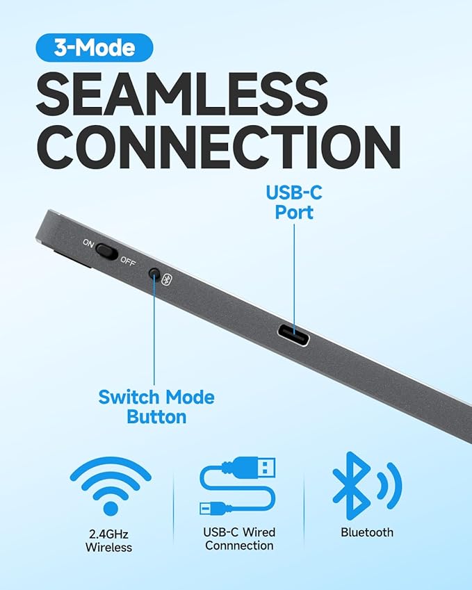 Wireless Bluetooth Trackpad for Windows 10/11, 3-in-1 Connectivity Modes, Support Multi-Touch Gestures, High Precision Control for PC & Laptop (Black)
