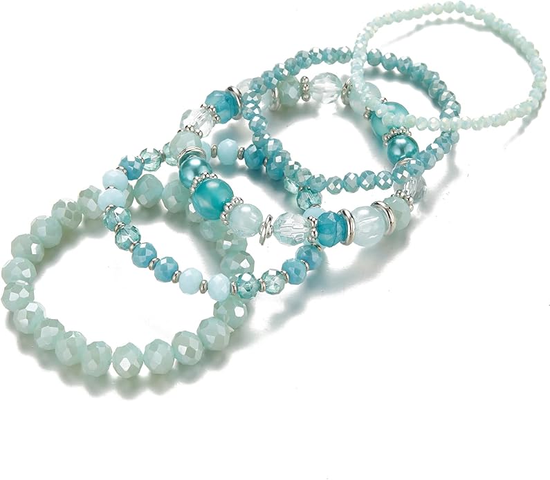 Noessla Beaded Boho Stretch Bracelet Colorful Stackable Crystal Beads Bracelets Trendy Costume Jewelry Mothers Day Gifts for Women