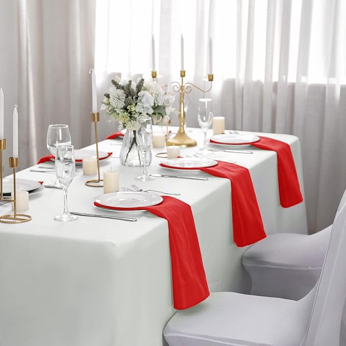 25pcs Polyester Cloth Napkins - 20 x 20 inch Red Washable Dinner Napkins with Hemmed Edges for Restaurant/Wedding/Hotel(25,Red)