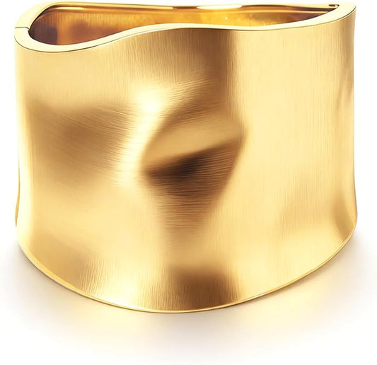 Gold Cuff Bracelets for Women Chunky Bangle Bracelets Wide Thick Twisted Hinged Bracelet Trendy Irregular Statement Opening Bracelet Minimalist Bangle Jewelry Gift