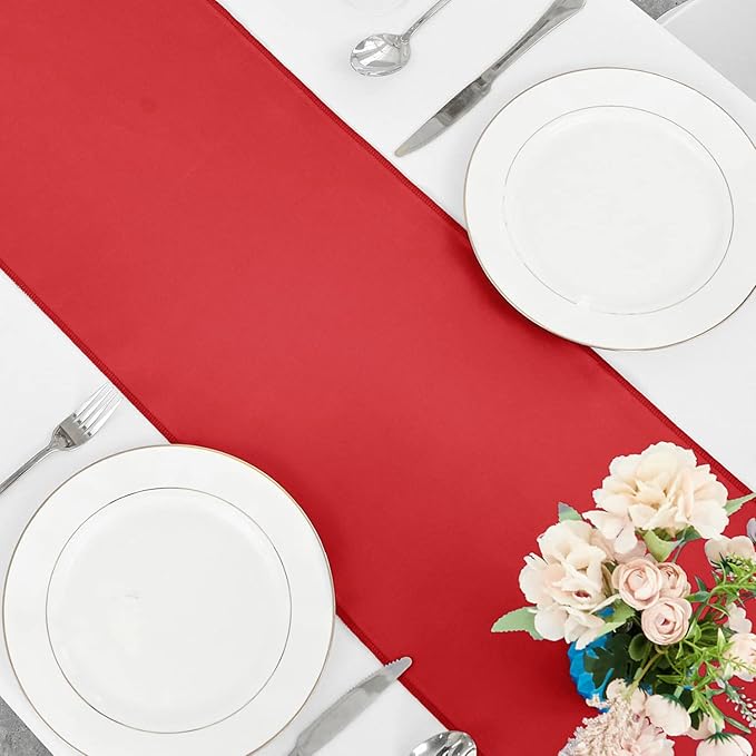 20 Pack Satin Table Runner 12 x 108 Inch Long,Satin Silk Table Runner for Wedding,Birthday Party and Banquet Decoration,Red