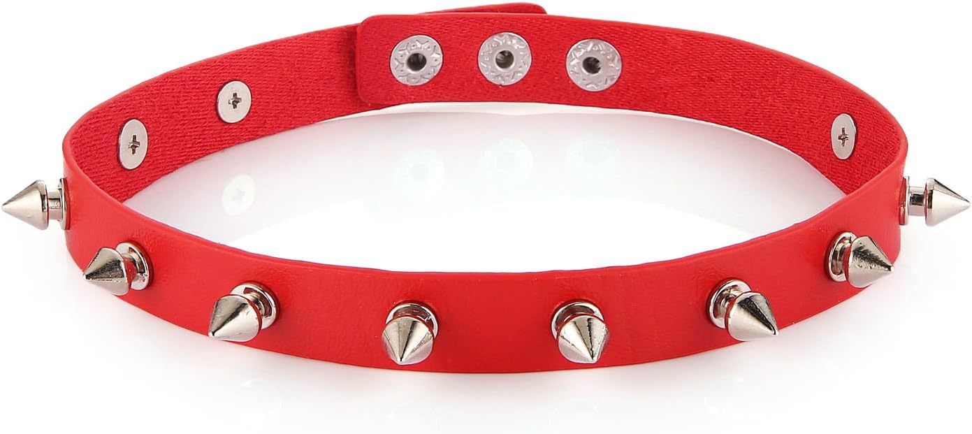 HZMAN Fashion Women Men Cool Punk Goth Metal Spike Studded Link Leather Collar Choker Necklace