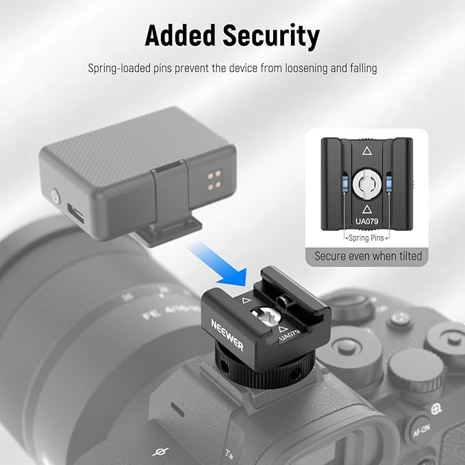 NEEWER Cold Shoe Mount Adapter Compatible with DJI Mic 2 Rode Wireless GO II Hollyland Saramonic NEEWER Wireless Mini Microphone, Anti Interference Offset Contact Design for Speedlite Flash, UA079