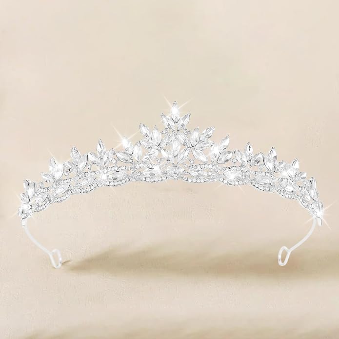Crystal Tiaras & Crowns for Women, Bride Royal Queen Headband Princess Headpieces for Birthday Cake Crown & Prom Pageant Party
