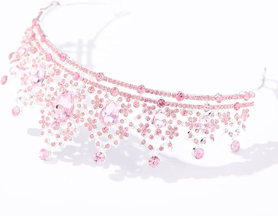 FORSEVEN Crystal Tiaras for Women, Wedding Tiaras and Crowns for Women Tiaras for Birthday Party Princess Crown Hair Accessories Bride Rhinestone Halloween Decorations Headband